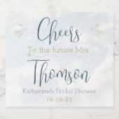 Dusty Blue op Cloud Nine Elegant Vrijgezellenfeest Sparkling Wijnetiket (Enkel label)