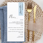 Dusty Blue op maat gemaakt met gastnaam legant Menu<br><div class="desc">Waarom besteed op zijn plaats kaarten en menukaarten wanneer u een elegant All-in-one elegant Menu kunt hebben dat met elke gastnaam wordt gepersonaliseerd! Hedendaags, eenvoudig en elegant design met prachtige moderne, handgeschreven kalligrafie. De streep op de hoogste juiste hoek in stoffige blauwe toon met gastnaam in zwart. Terug in hetzelfde...</div>