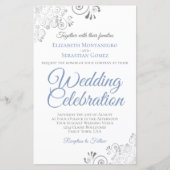Dusty Blue op White BUDGET Wedding Invite Large (Voorkant)