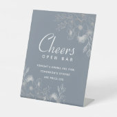 Dusty Blue Open Bar Wedding Pedestal Sign Reclamebord Met Voetstuk (Voorkant)