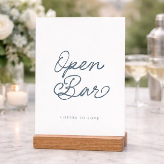 Dusty Blue Open Bar Wedding Sign Kaart