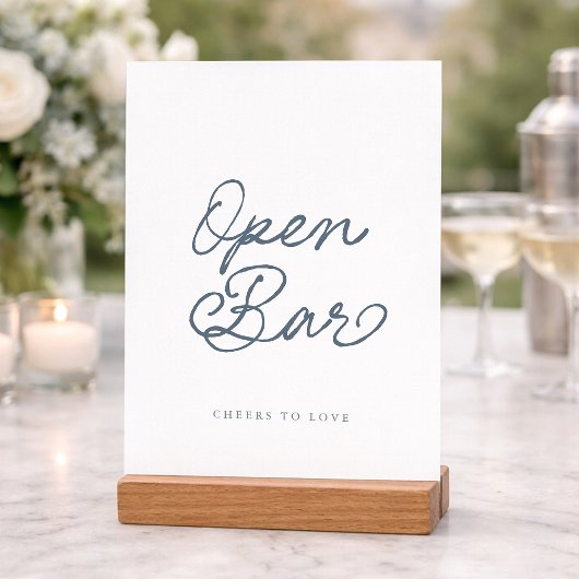 Dusty Blue Open Bar Wedding Sign Kaart