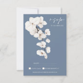 Dusty Blue Orchid Wedding RSVP Kaart (Voorkant)
