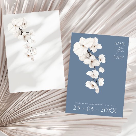 Dusty Blue Orchid Wedding Save the Date