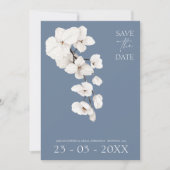 Dusty Blue Orchid Wedding Save the Date (Voorkant)