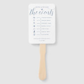 Dusty Blue Order of Events Wedding Program Hand Fa Handwaaier (Voorkant)