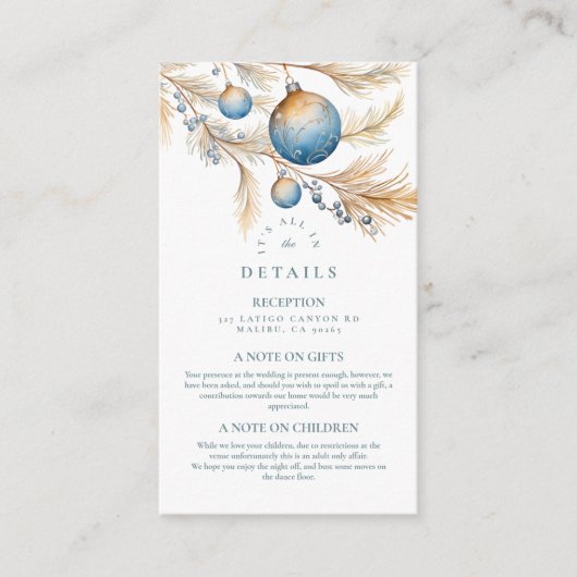 Dusty Blue Ornament Wedding Informatiekaartje (Voorkant)