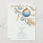 Dusty Blue Ornament Wedding Kaart (Voorkant)