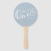 Dusty Blue Our Hearts Wedding / Jubileum Handwaaier (Achterkant)