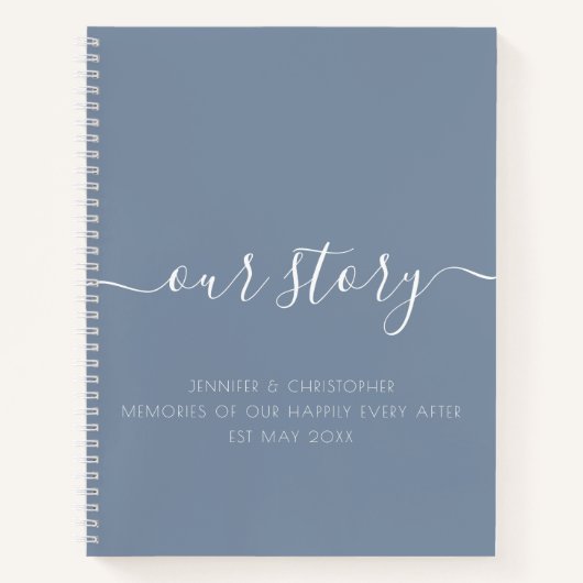 Dusty Blue Our Story Memories Couple's Keepslag Notitieboek (Voorkant)
