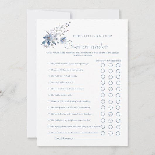 Dusty Blue Over of onder vrijgezellenfeest spel Ka Aankondiging (Voorkant)