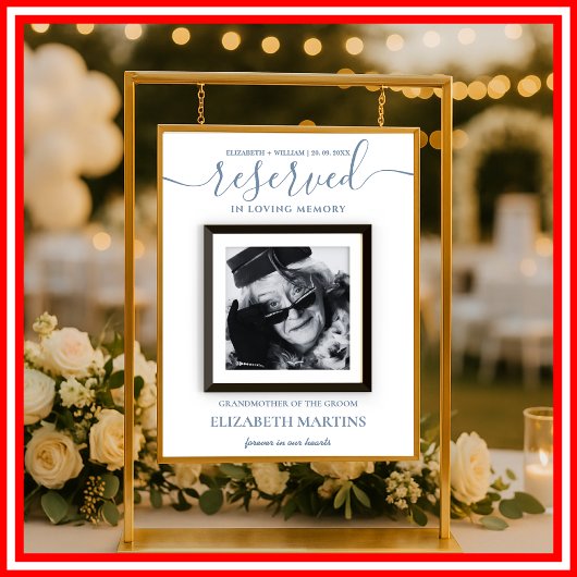 Dusty Blue Overleden Reserved Seat Wedding Sign Poster