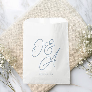 Dusty Blue Oversize Script Monogram Weddenschap Bedankzakje