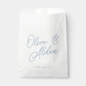 Dusty Blue Oversized Script Names Wedding Bedankzakje (Voorkant)