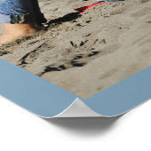 Dusty Blue Paar Foto Minimalistische Huwelijk Poster (Hoek)