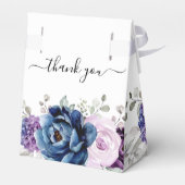 Dusty Blue Paars Blooms Weddenschap Bedankt Bedankdoosjes (Achterkant)