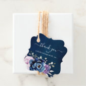 Dusty Blue Paars Blooms Weddenschap Dank je wel vo Bedankjes Labels (In situ)