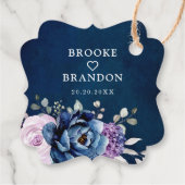 Dusty Blue Paars Blooms Weddenschap Dank je wel vo Bedankjes Labels (Achterkant)