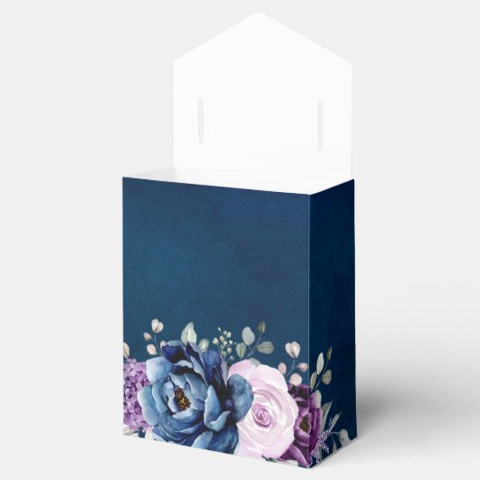 Dusty Blue Paars Blooms Weddenschap Hartelijk dank Bedankdoosjes (Geopend)