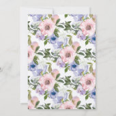 Dusty Blue Paars Floral Gold 70th Birthday Kaart (Achterkant)