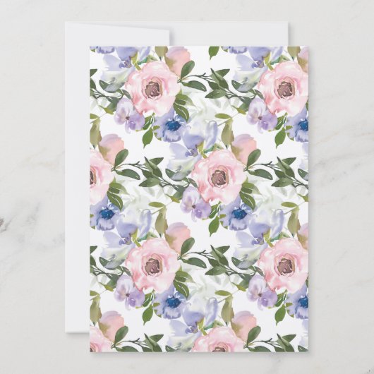 Dusty Blue Paars Floral Gold 80th Birthday Kaart (Achterkant)