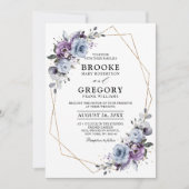 Dusty Blue Paars Gold Geometric Wedding Kaart (Voorkant)