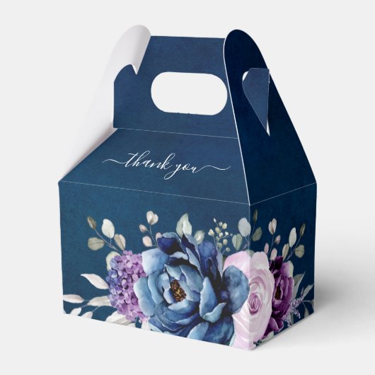 Dusty Blue Paars Lila Blooms Vrijgezellenfeest Fav Bedankdoosjes (Voorkant Zijde)