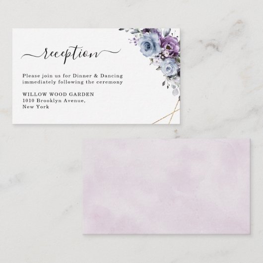 Dusty Blue Paars Lila Blooms Weddenschap Informatiekaartje (Voorkant / Achterkant)