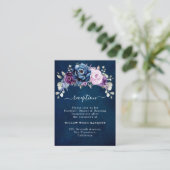 Dusty Blue Paars Lila Blooms Weddenschap Informatiekaartje (Staand voorkant)