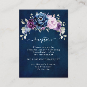 Dusty Blue Paars Lila Blooms Weddenschap Informatiekaartje