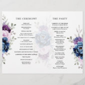 Dusty Blue Paars Lila Blooms Weddenschap Programme (Achterkant)