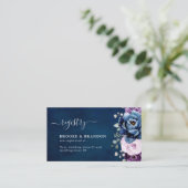 Dusty Blue Paars Lila Blooms Weddenschap Registry Informatiekaartje (Staand voorkant)
