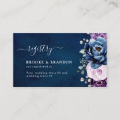 Dusty Blue Paars Lila Blooms Weddenschap Registry Informatiekaartje (Voorkant)