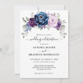 Dusty Blue Paars Lila bruiloft Kaart (Voorkant)