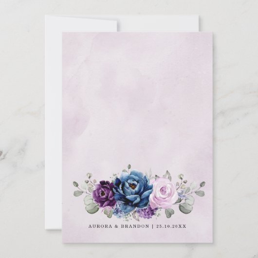 Dusty Blue Paars Lila Wedding Celebration Invita Kaart (Achterkant)
