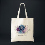 Dusty Blue Paars Navy Lila Bloom Bridesmaid gift Tote Bag<br><div class="desc">Elegant dusty blue Paarse lavender met lila lavendel met een floreel thema bridesmaid gift canvas tas met elegante bouquet van stoffige blauw, Navy, paarse, lila roos bloemen knoppen en groene eucalyptusbladeren. Neem contact met mij op voor hulp bij aanpassingen of als u een ander product nodig hebt met dit ontwerp....</div>