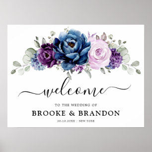 Dusty Blue Paars Navy Lila Bloom Weddenschap Welko Poster