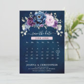 Dusty Blue Paars Navy Lila Blooms Calendar Save Save The Date (Staand voorkant)