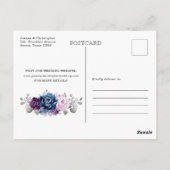 Dusty Blue Paars Navy Lila Blooms Save the Date Briefkaart (Achterkant)