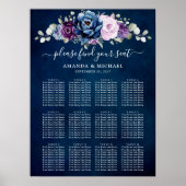 Dusty Blue Paars Navy Lila Blooms Seatrix Poster (Voorkant)