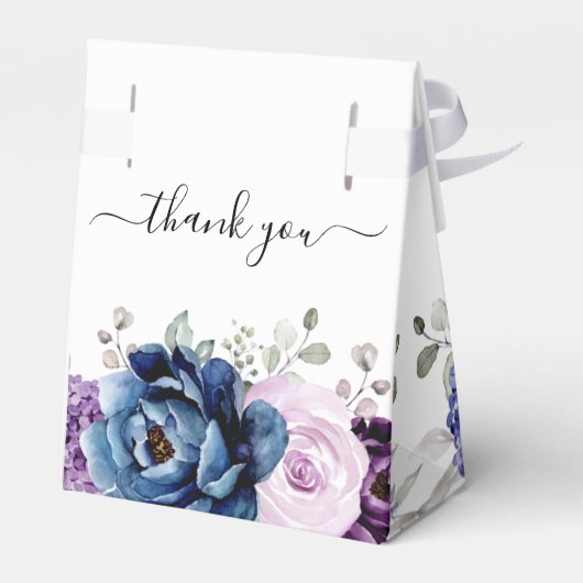 Dusty Blue Paars Navy Lila Blooms Vrijgezellenfees Bedankdoosjes (Achterkant)