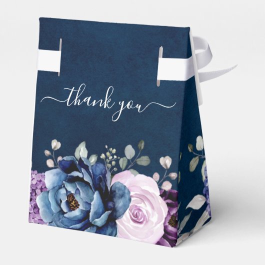 Dusty Blue Paars Navy Lila Blooms Vrijgezellenfees Bedankdoosjes (Achterkant)