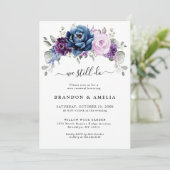 Dusty Blue Paars Navy Lila Blooms We doen nog stee Kaart (Staand voorkant)