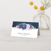 Dusty Blue Paars Navy Lila Blooms Wedde Place Plaatskaartje (Achterkant)