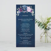 Dusty Blue Paars Navy Lila Blooms WeddenMenu Menu (Staand voorkant)