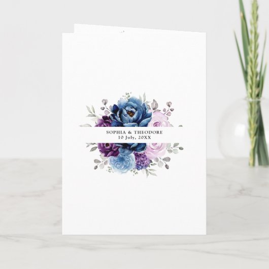 Dusty Blue Paars Navy Lila Blooms Weddenschap (Achterkant)