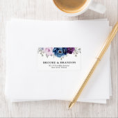 Dusty Blue Paars Navy Lila Blooms Weddenschap Etiket (Insitu)