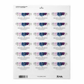 Dusty Blue Paars Navy Lila Blooms Weddenschap Etiket (Full Sheet)