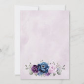 Dusty Blue Paars Navy Lila Blooms Weddenschap Kaart (Achterkant)