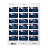 Dusty Blue Paars Navy Lila Blooms Weddenschap Labe Etiket (Full Sheet)
